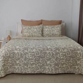 Покрывало с 1 наволочкой евро ТЕП Elegante Cotton Beige and White 4-04578_32778 220х240 см