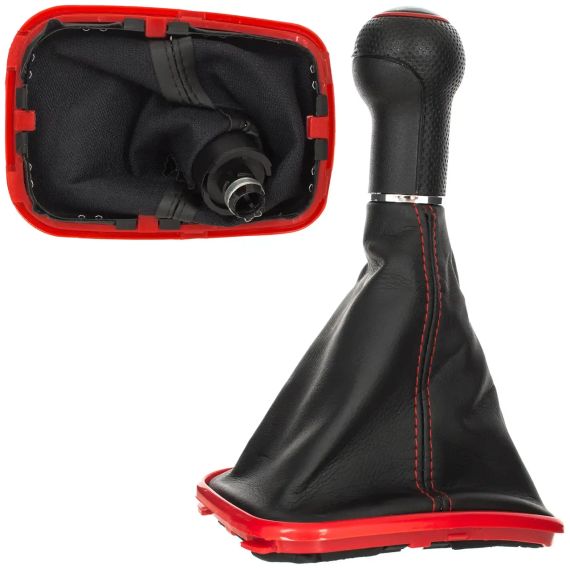 VW Bora 1.4; 1.6; 1.8 бензин 22 мм (98-05) ручка переключения передач КПП 5 ступка + чехол+ рамка красная | Зображення 1