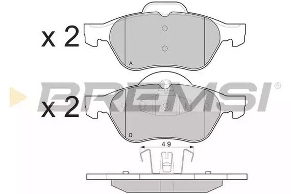 Колодки передні гальмівні Renault Megane/Scenic/Clio 02-(ATE), Bremsi (BP3264) | Зображення 1