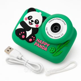 Детский фотоаппарат M03 Panda Green, 2.0" IPS, фото 3264×2448, видео 1080p, игры, рамки, 400mAh