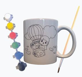 Набір для творчості кружка розмальовка "Повітряна куля" 330 мл біла