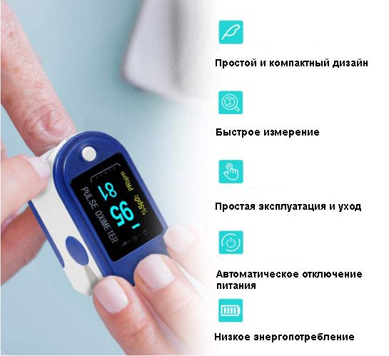 Пульсоксиметр Pulse Oximeter LK-87 на палець · Вимірювання рівня кисню в крові · Пульсометр оксиметр електронний | Зображення 1