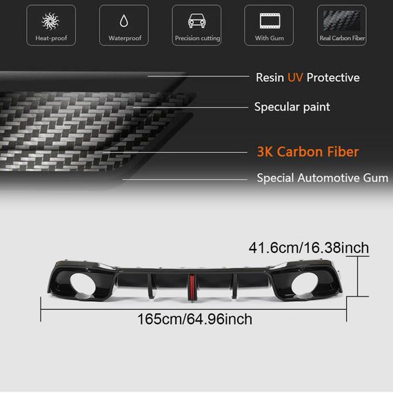 Дифузор заднього бампера (для GTI HB, Сухий карбон) для Volkswagen Golf 8 2019- рр | Зображення 4