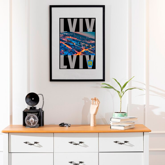 Плакат-постер з принтом Кавун Карта міста Львів Україна. Map of Lviv Ukraine А2 ПЛ000857(А2)