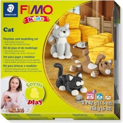 Набор для творчества Fimo Kids Котики 4 цветных 42 г (4007817032596)