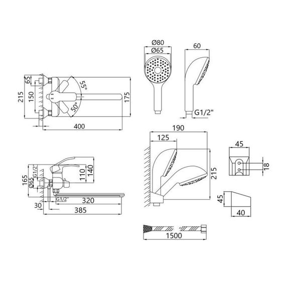 Змішувач для ванни Lidz Anny 005 з поворотним виливом (з душовим гарнітуром) (k40) LDANN005CRM35120 Chrome | Зображення 1