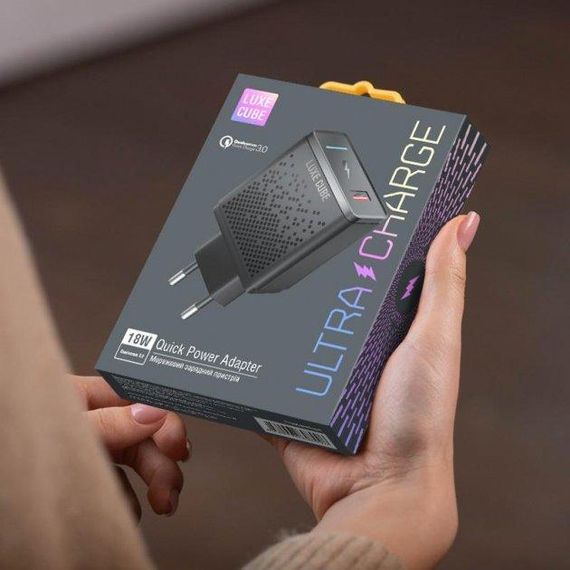 Зарядний пристрій Luxe Cube QC3.0 Qualcomm швидке заряджання чорний | Зображення 1