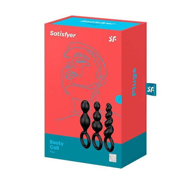 Набор анальных игрушек Satisfyer Plugs black (set of 3) - Booty Call, макс. диаметр 3 см | Зображення 2