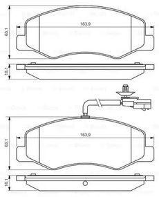 Колодки гальмівні дискові OPEL MOVANO B 2.3CDTI 2010-, RENAULT MASTER IV 2010-задн.  BOSCH (0986494499)