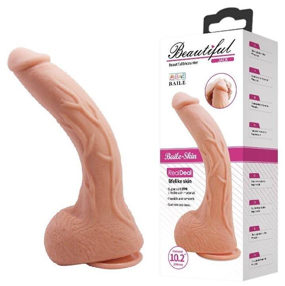 Фалоімітатор на присосці Baile Beautiful JACK 10,2 " Flesh, BW - 008039NR Sex Aura | Зображення 1