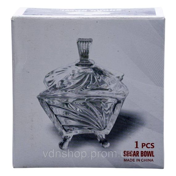 Цукорниця з кришкою 7.5×7.5×9 см ваза цукорниця скляна HP-4-117 | Зображення 5