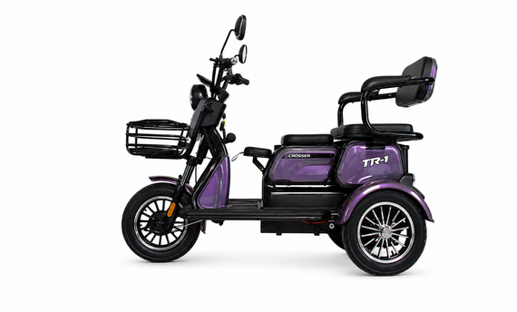 Електротрайк Crosser TR-1 1500W 72V 20Ah, триколісний електроскутер, до 55 км, для дорослих та літніх Фіолетовий | Зображення 3
