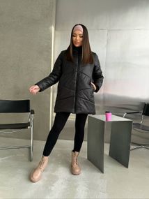 Женская теплая зимняя куртка с капюшоном NB23053 размер 46/48 цвет черный