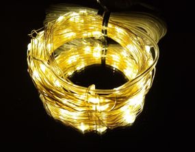 Гирлянда от USB "светодиодные капли" 10м, 100LED, тёплый белый, 8 режимов + пульт