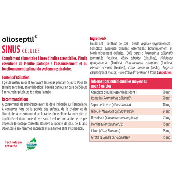 Комплекс для профілактики дихальної системи OLIOSEPTIL SINUS 15 Caps | Зображення 1