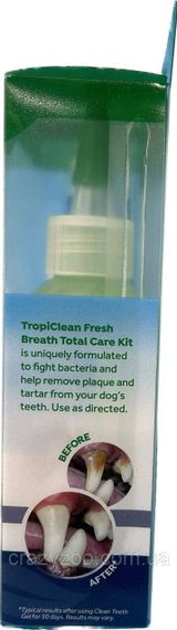 Набор для ухода за зубами для собак TropiClean Fresh Breath Total Care добавка в воду и гель 30 мл/118 мл | Зображення 2