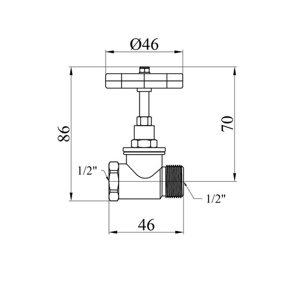 Вентиль запорный LexLine 1/2" ВЗ PN10 латунный УК1119-В | Зображення 1