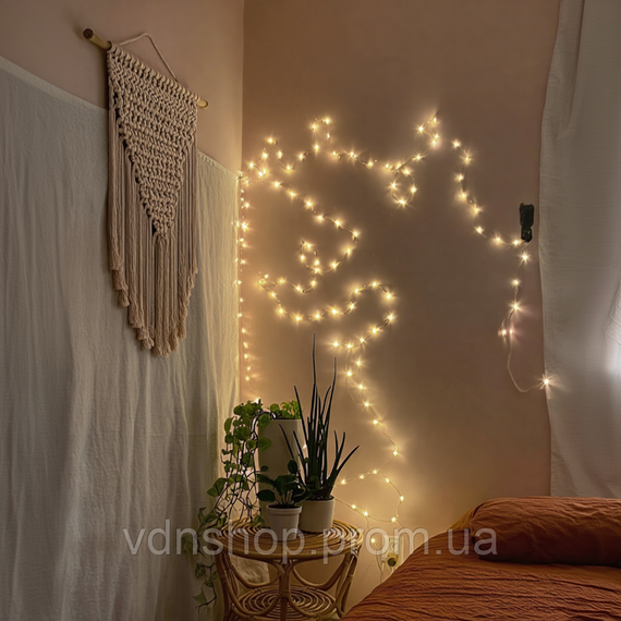 Новорічна гірлянда кімнатна нитка 22 м 220 LED білий провід Жовтий W220LED22MWY | Зображення 6