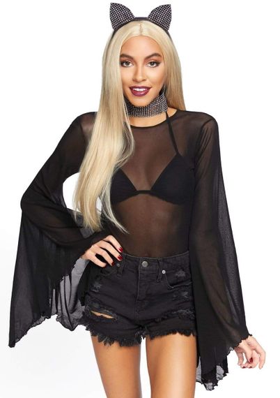 Гламурний набір «Кішка» зі стразами: чокер та вушка Leg Avenue Cat ear headband & choker set , Чорно-сірий, One Size | Зображення 3