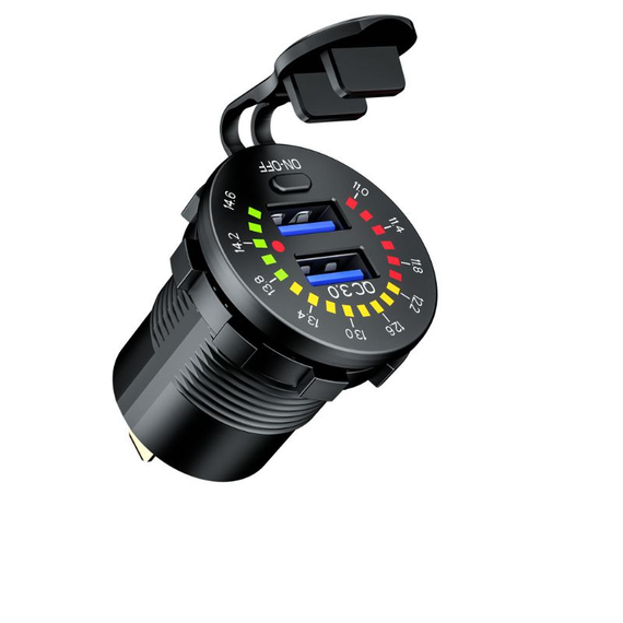 Автомобильное зарядное устройство 12V 24V QC 3.0 Dual USB 18W-36W с подсветкой и выключателем (sv0391) | Зображення 9