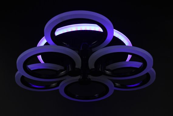 Люстра світлодіодна стельова LED світильник для квартири на стелю лед з пультом 26118 Чорний 11х47х47 см. | Зображення 7