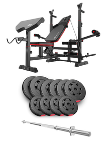 Набір Hop-Sport Premium 59кг з лавою HS-1075 Pro та штангою