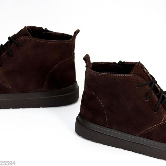 Дизайнерські черевики дезерти натуральна замша колір Шоколад | Зображення 1