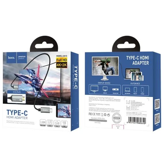 Кабель-перехідник Hoco UA13 Type-C на HDMI Full HD 4K/2K, 1.8 м | Зображення 8