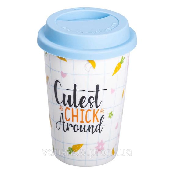 Фарфоровый стакан с силиконовой крышкой и отверстием для трубочки 420 мл RX-N240546CA | Зображення 1