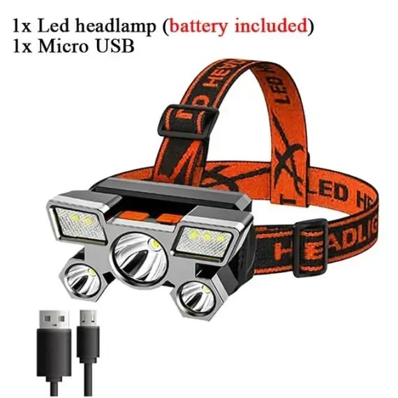Налобний 5 світлодіодний із вбудованим акумулятором 18650HEAD LIGHT SN27 | Зображення 1
