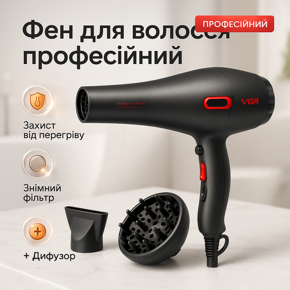Фен для укладання волосся салонний, Фен для красивої укладки волосся Потужний швидкого сушіння OK-20