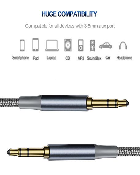 Аудіокабель AUX 3.5 мм Ploiwue 2 шт по 3 м, плетений, для навушників, смартфонів, авто, ПК | Зображення 2