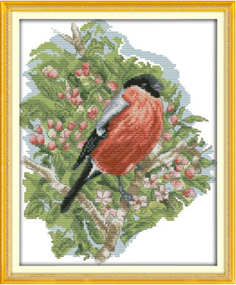 Набір для вишивання за нанесеною на канву схемою "Bullfinch 2". AIDA 14CT printed 27*32 см
