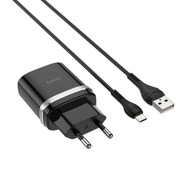 МЗП Hoco C12Q Smart QC3.0 3A (1USB-A) + кабель USB to MicroUSB Чорний | Зображення 2