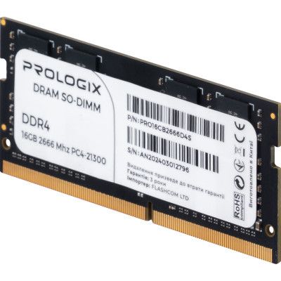 Модуль памяти для ноутбука SoDIMM DDR4 16GB 2666 MHz Prologix (PRO16GB2666D4S) | Зображення 2