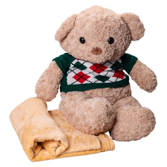 М'яка іграшка-подушка з пледом всередині Ведмідь 110×150 (см) 3 в 1 Бежевий Colorful Home 7146GR