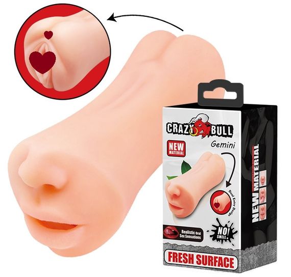 Мастурбатор 2 в 1 CRAZY BULL - Gemini Realistic Oral Sex Sensations, BM-009215U Sex Aura