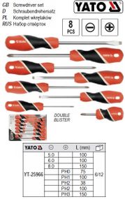 Набор отвертки викрутки YATO шлицеви хрестови 8 штук YT-25966
