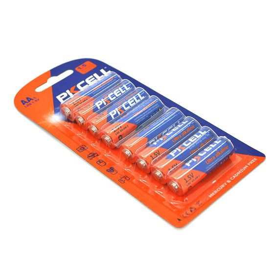 Батарейка лужна PKCELL 1.5V AA / LR6, 8 штуки в блістері ціна за блістер