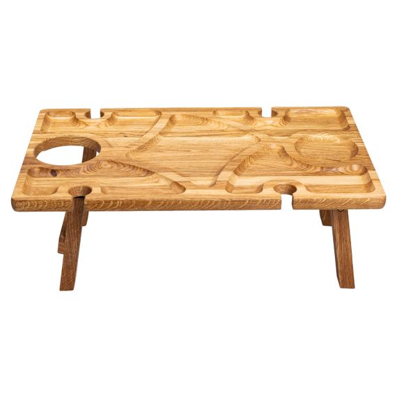 Винний столик-менажниця з дерева 50×30 см прямокутний на ніжках дуб BWS500180 | Зображення 2