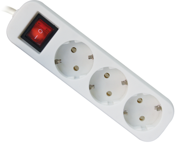 Мережевий подовжувач Defender S350 5.0 m 3 роз switch white (99235) | Зображення 1