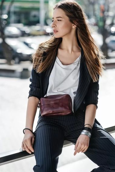 Шкіряна поясна сумка Skin and Skin Go Bag 19x13x6 см Бордова (WB03BU) | Зображення 8