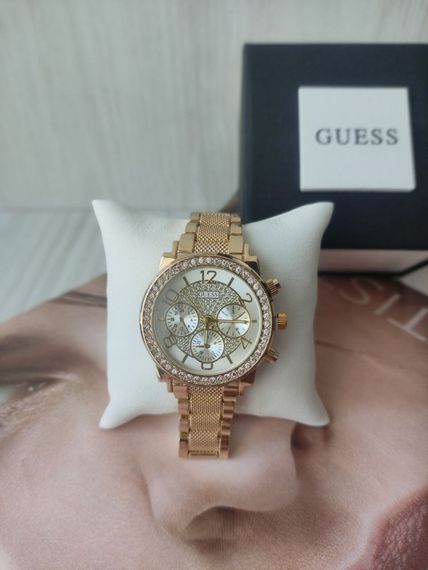 Жіночий наручний годинник Guess зі стразами gold