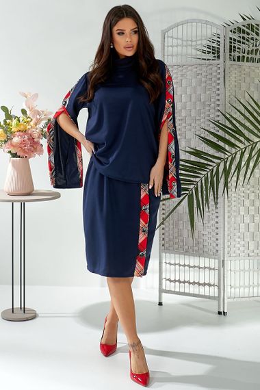 Костюм женский классический, цвет сине-красный, 257R322-2 | Зображення 2