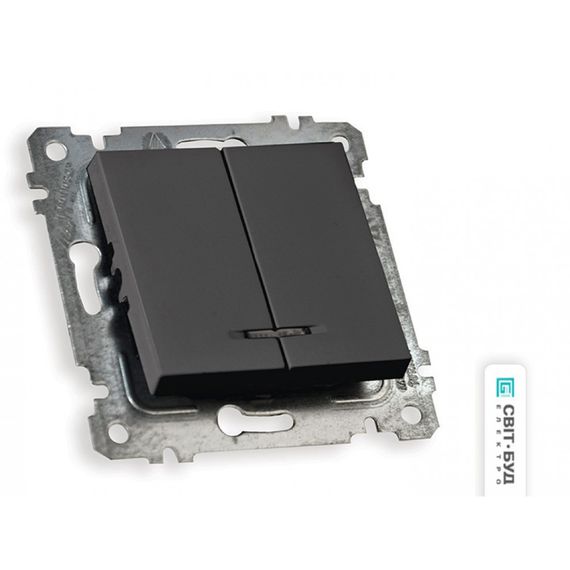 Механізм вимикача 2 кл, 10А, з світловим індикатором, RITA, Mutlusan, чорний, (арт.47-04-36)