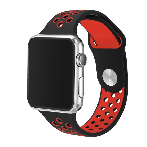 Спортивний ремінець з перфорацією Primo для Apple Watch 38mm / 40mm /41mm розмір L - Black&Red | Зображення 1