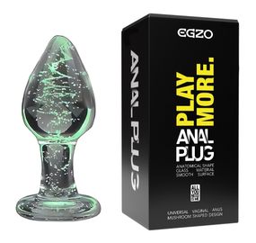 Светящийся анальный плаг из стекла EGZO EAP-P ( длина 8 см, диаметр 3.2 см ) sexstyle