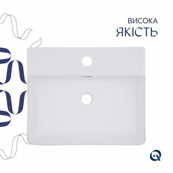 Комплект Qtap Nando LT: Раковина підвісна прямокутна 500х420х130 мм White + Донний клапан PU02O | Зображення 3