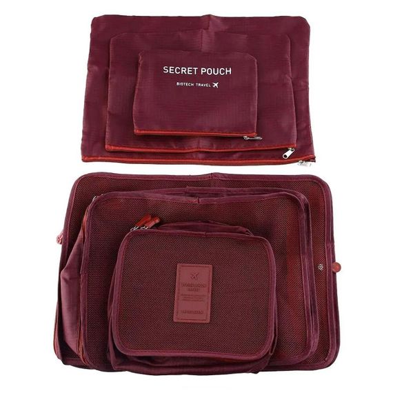 Набір дорожніх органайзерів для речей 6 шт, Secret Pouch, Бордовий / Органайзери для подорожей | Зображення 2