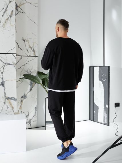 Мужской спортивный костюм свободный с эффектом 2 в 1, LI2015 цвет черный, размер 44/46 | Зображення 5